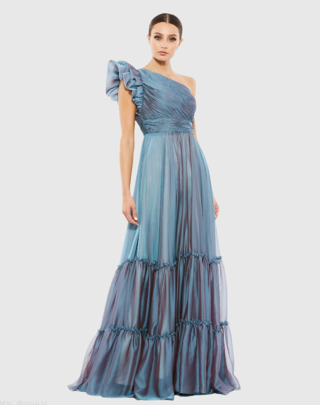 Mac Duggal 67878 Organza One Shoulder Pleated Gown
