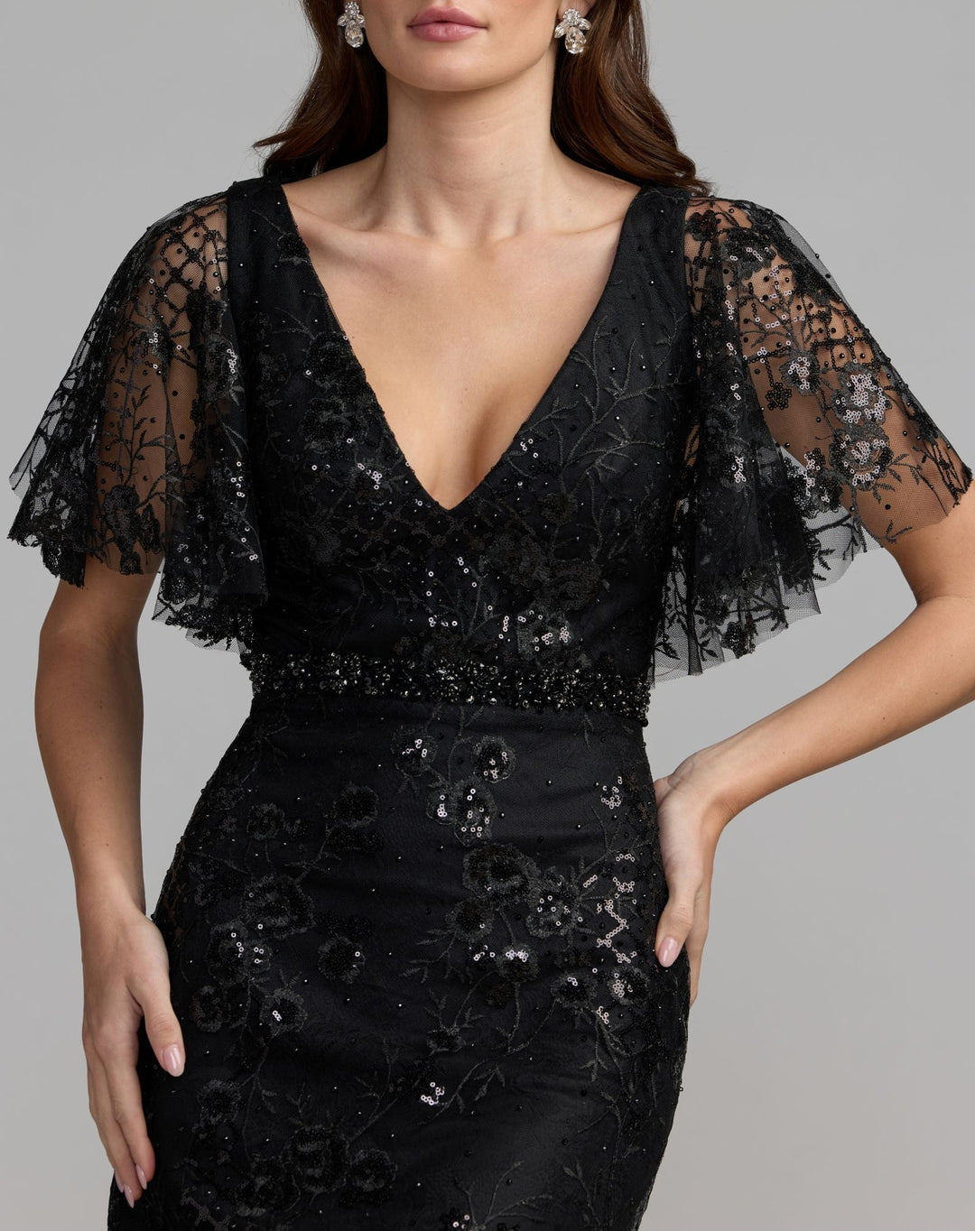 Mac Duggal 67909 Embellished Butterfly Sleeve Cocktail Dress