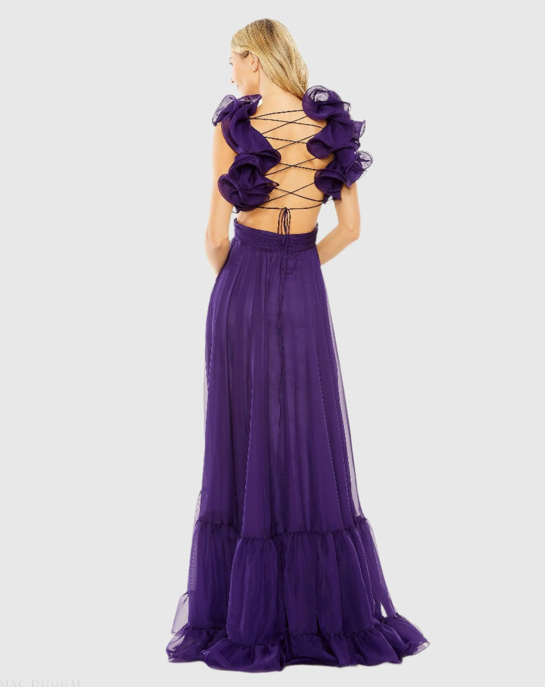 Mac Duggal 67911 Ruffle Tiered Cut-Out Chiffon Gown