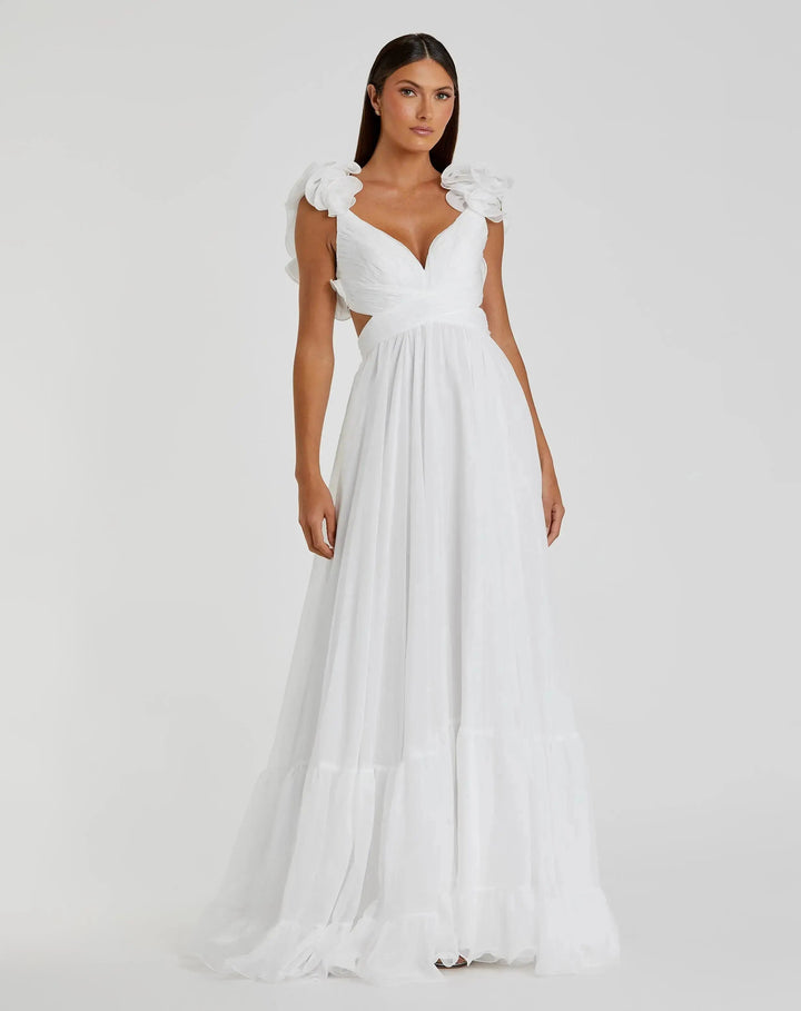 Mac Duggal 67911 Ruffle Tiered Cut-Out Chiffon Gown