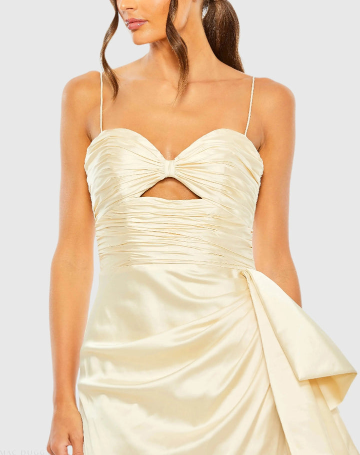 Mac Duggal 68450 Spaghetti Strap Cut Out Side Bow Gown