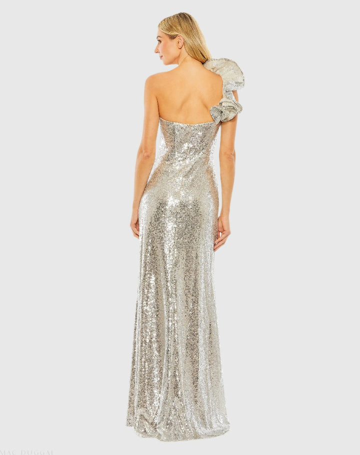 Mac Duggal 68513 Sequin Ruffled One Shoulder Gown
