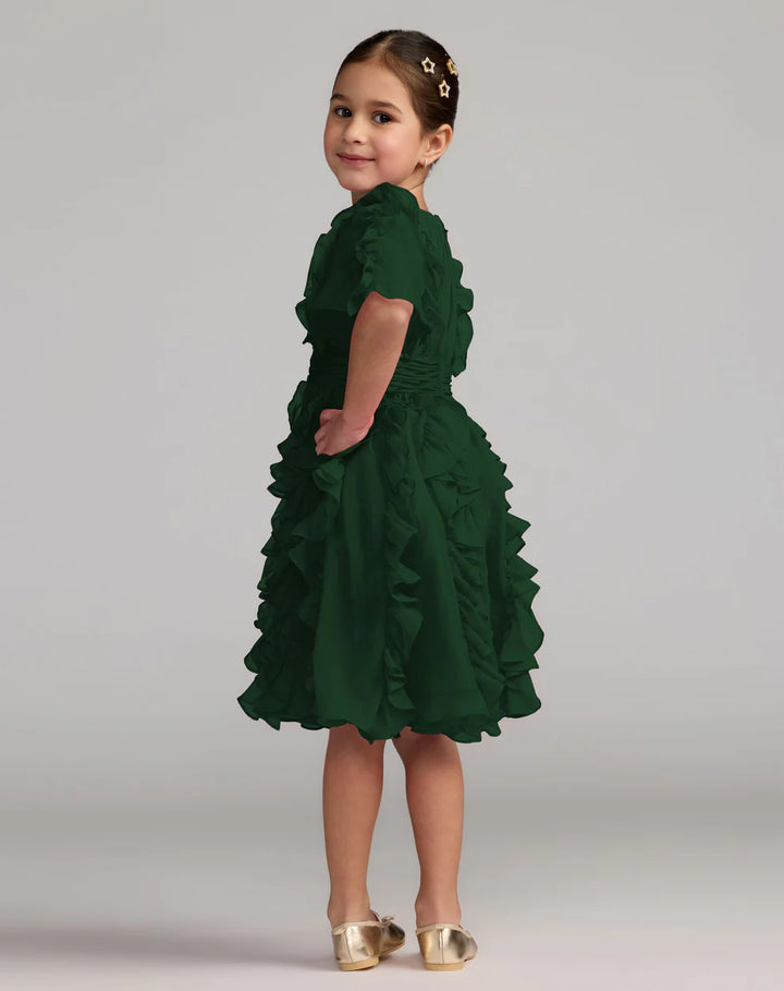 Mac Duggal 68667 Girls Chiffon High Neck Ruffle Dress
