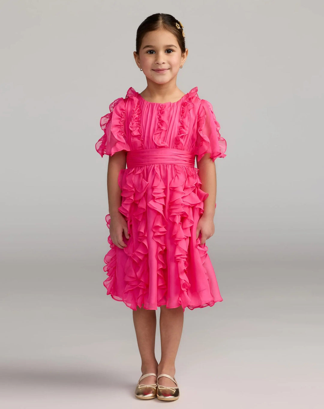 Mac Duggal 68667 Girls Chiffon High Neck Ruffle Dress