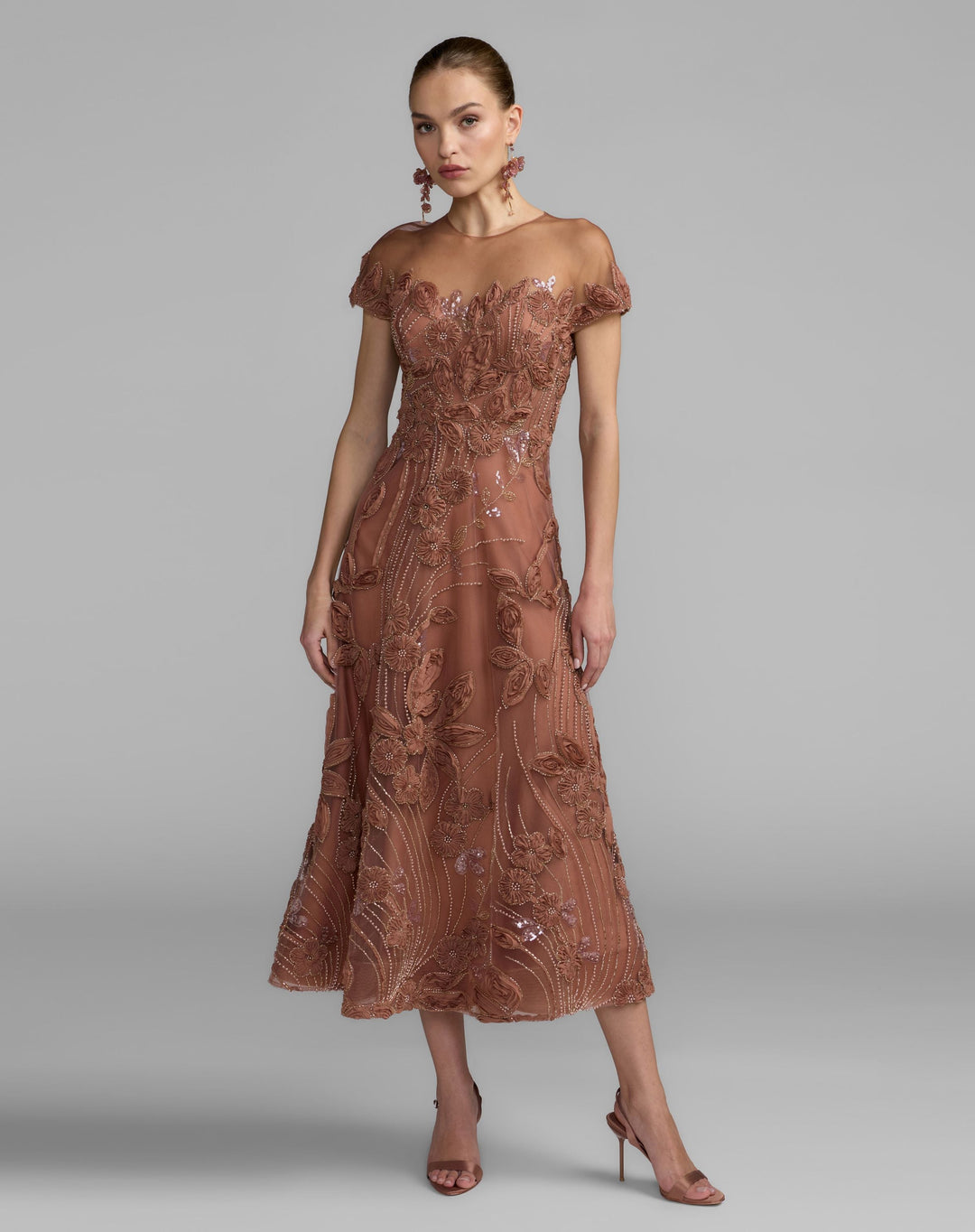Mac Duggal 69003 Embellished Lace Illusion Neck A-Line Cocktail Dress