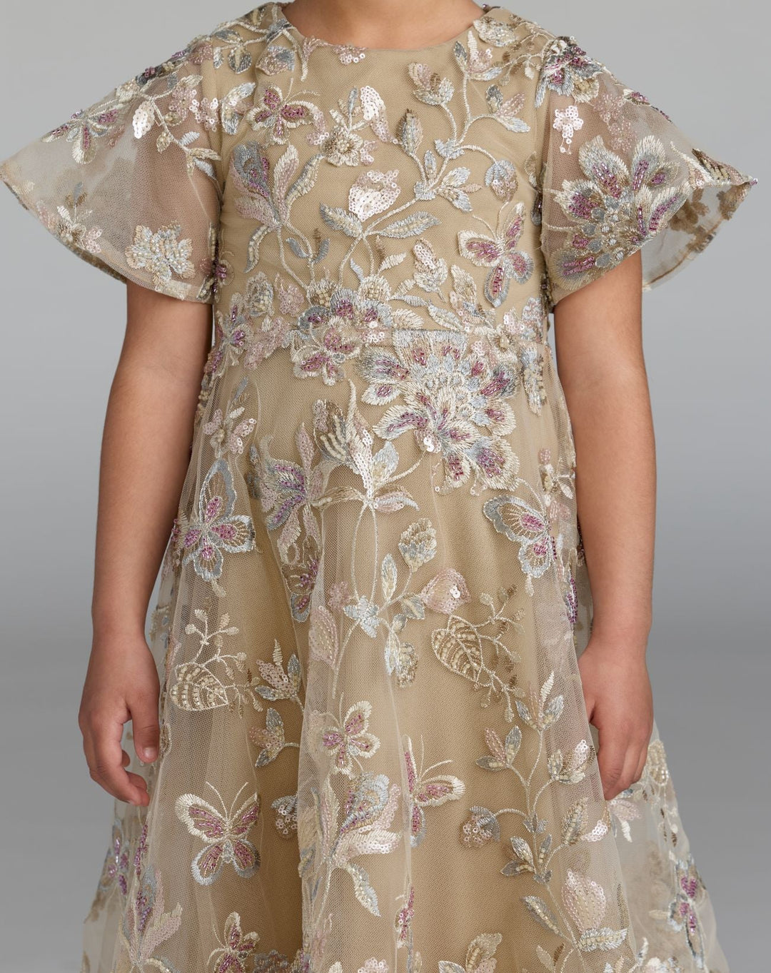 Mac Duggal 69318 Girls Floral Embroidered A-Line Midi Dress