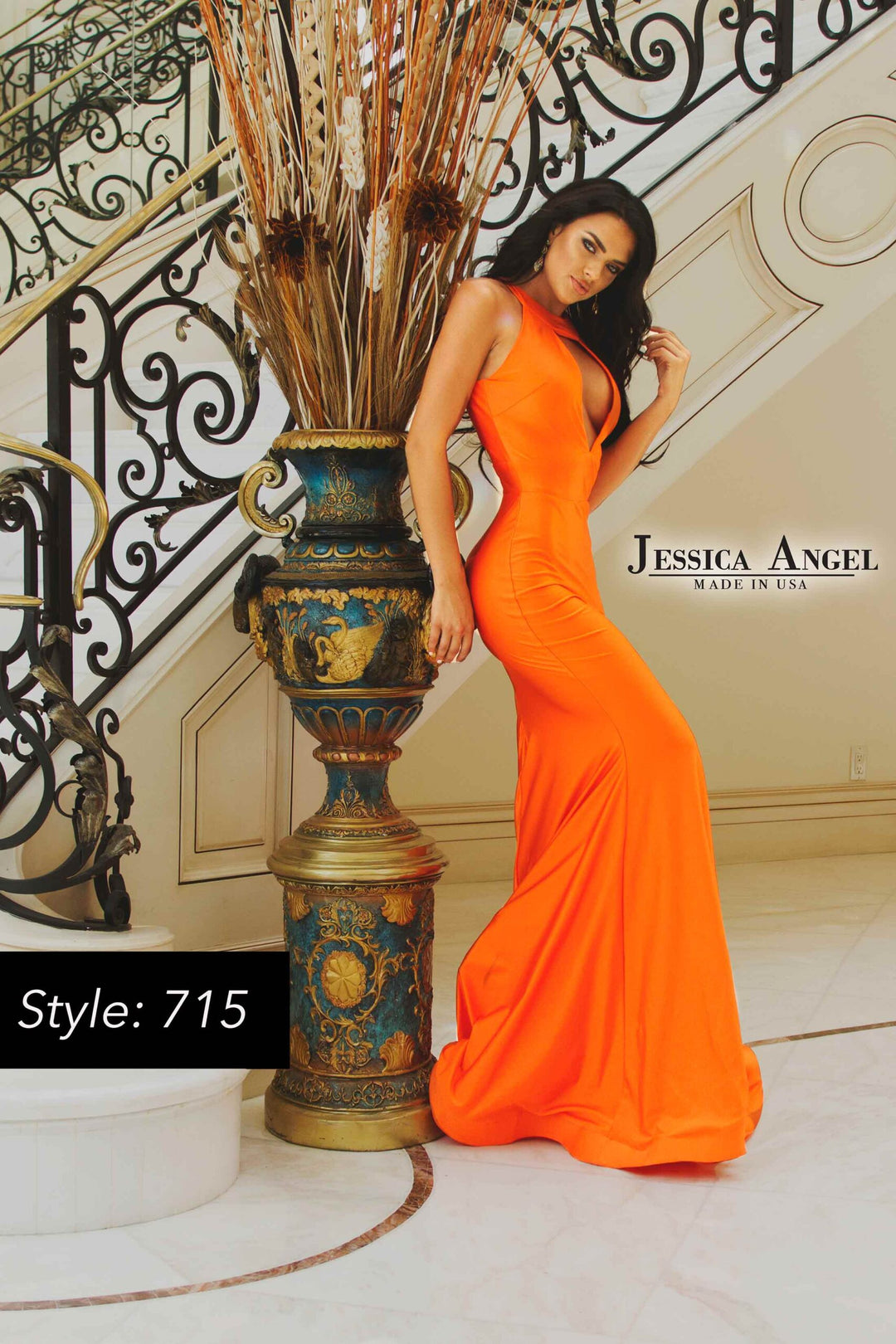 Jessica Angel 715 halter mermaid evening gown front view