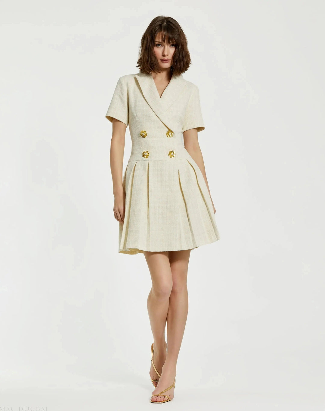 Mac Duggal 81038 Tweed Short Sleeve Blazer Mini Dress