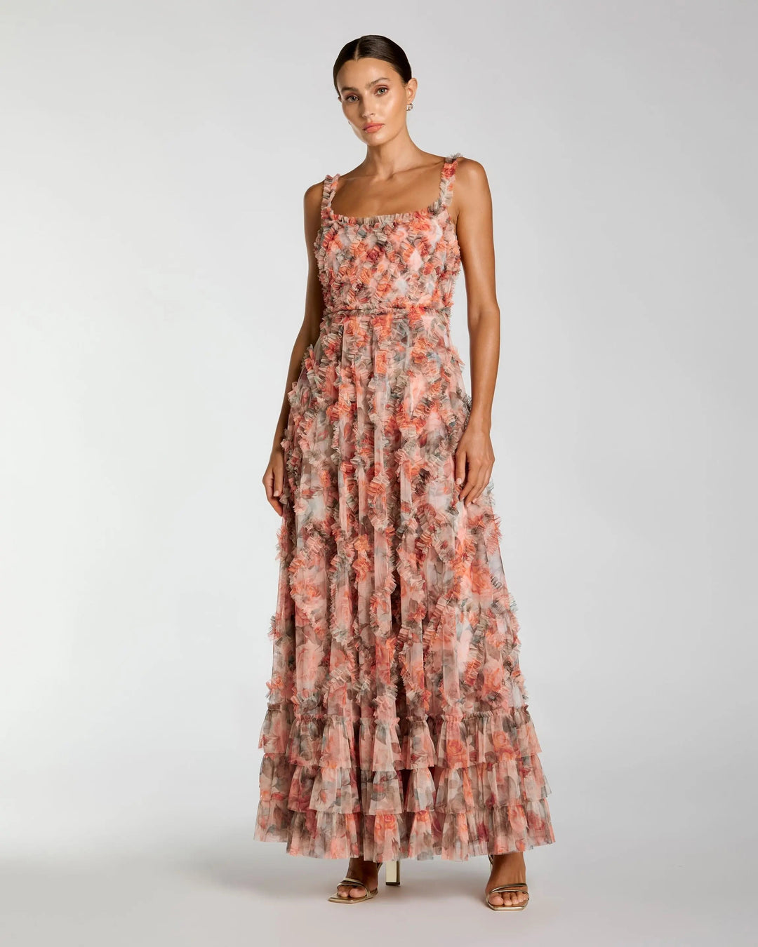 Multicolor Floral Ruffle Tiered Midi Dress - FOSTANI.com