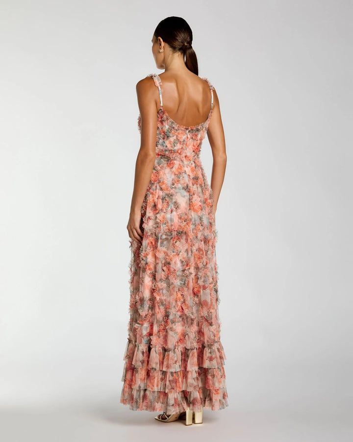 Multicolor Floral Ruffle Tiered Midi Dress - FOSTANI.com