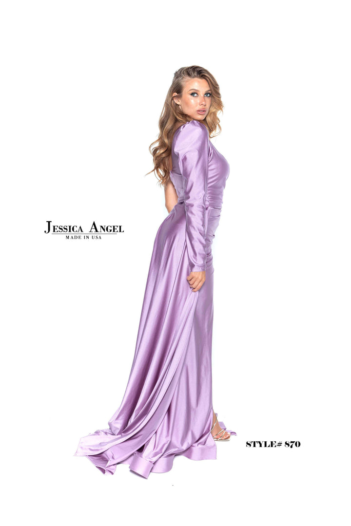 Jessica Angel 870 draped jersey gown with embellished sleeve alternate view 4