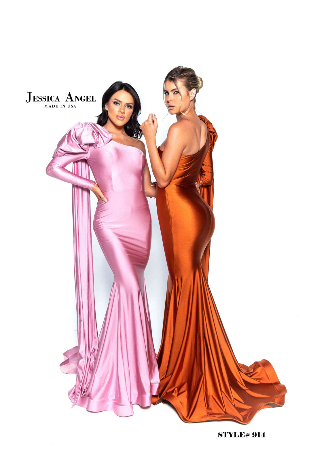 Jessica Angel 914 One Shoulder Sculpted Bow Jersey Mermaid Gown view 11