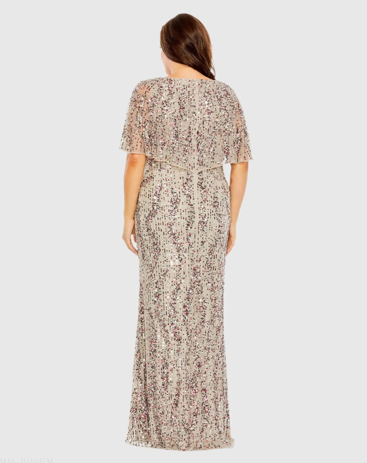 Mac Duggal 93867 High Neck Column Gown with Cape