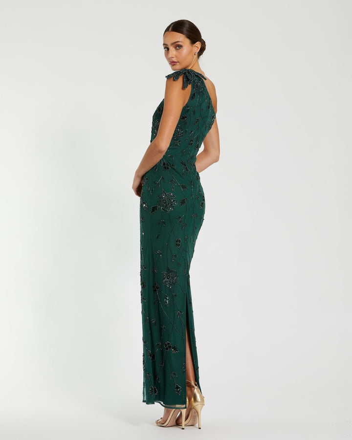 Mac Duggal 94139 Floral Beaded One Shoulder Gown