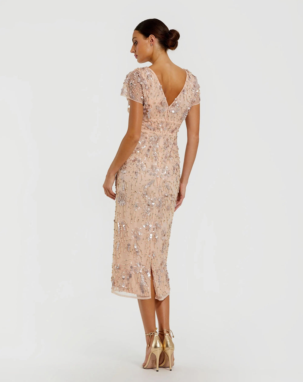 Mac Duggal 94150 Embellished Cap Sleeve Midi Dress