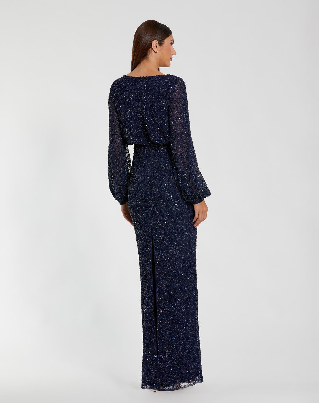 Mac Duggal 94203 Sequin Blouson Long Sleeve Gown