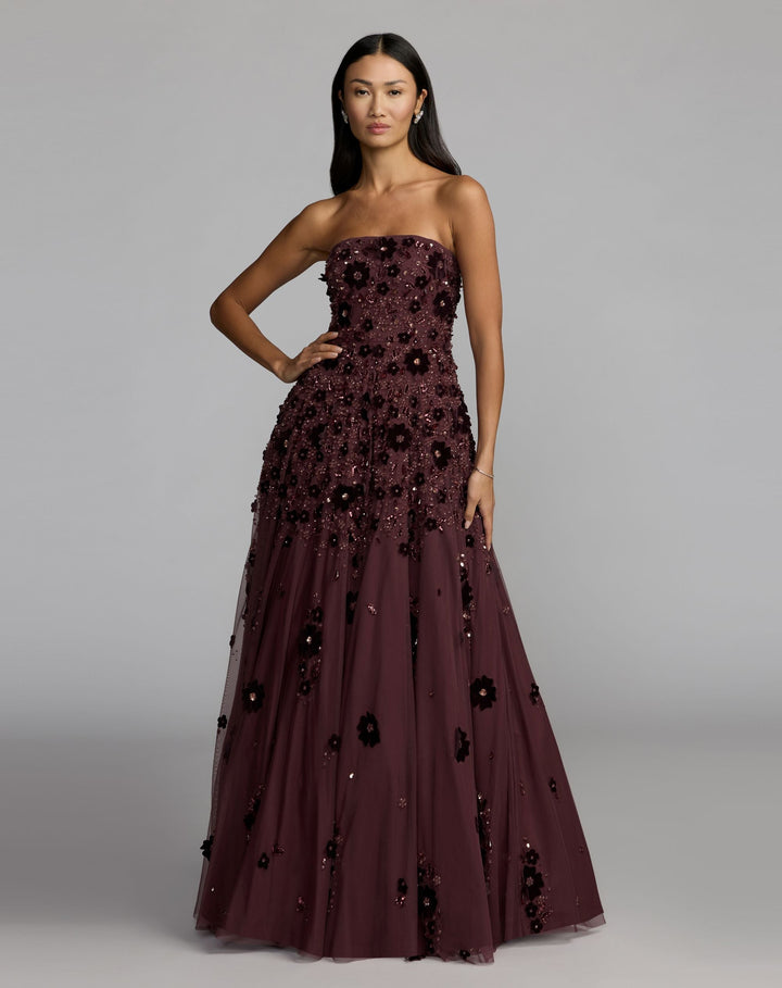 Mac Duggal 94271 Floral Embellished Strapless Ball Gown
