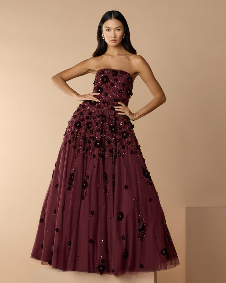 Mac Duggal 94271 Floral Embellished Strapless Ball Gown
