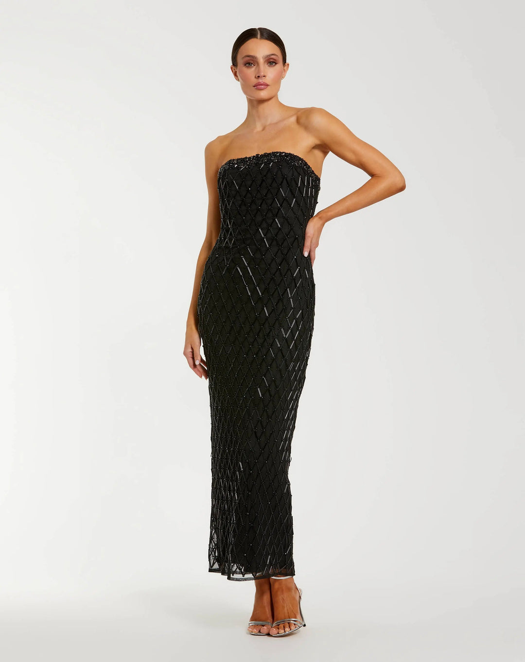 Mac Duggal 94288 Black Strapless Embellished Column Dress