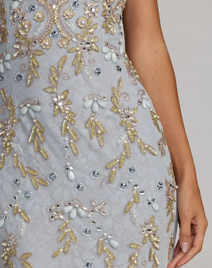 Mac Duggal 94311 Blue Embellished Lace Sleeveless Gown