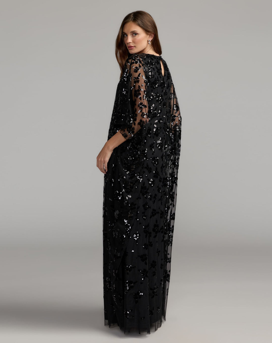 Mac Duggal 9441 Sequin Floral Kaftan Gown Dress