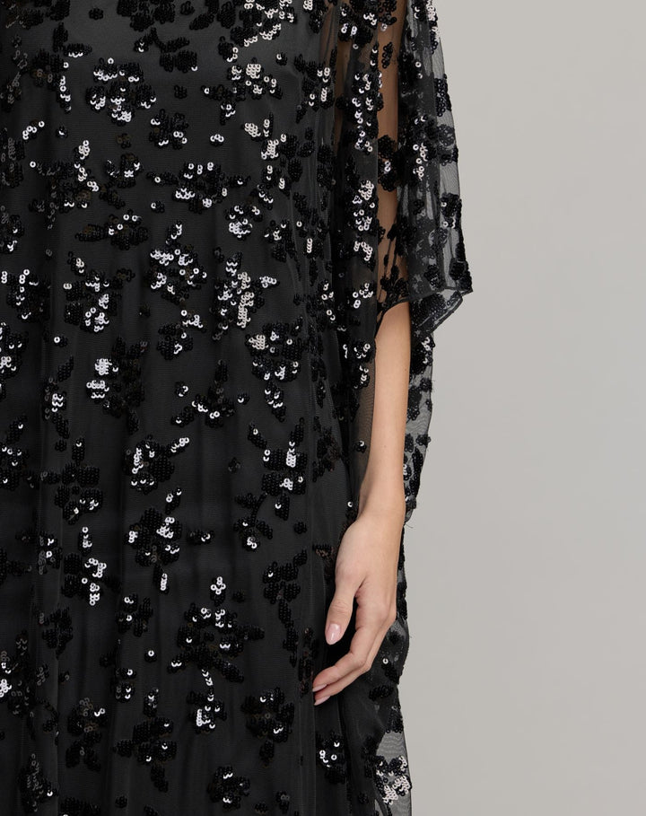 Mac Duggal 9441 Sequin Floral Kaftan Gown Dress