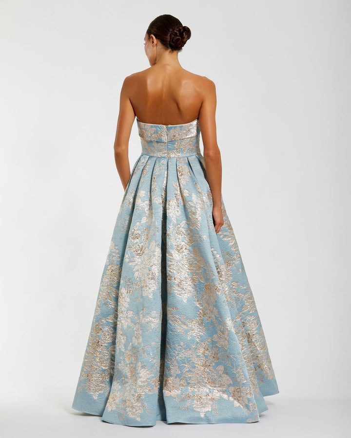 Mac Duggal 21144 Floral Brocade Pleated Ballgown