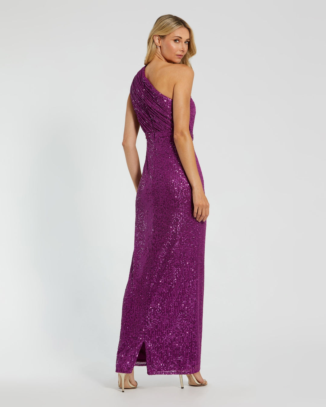 Mac Duggal 26694 Sequined Ruched One Shoulder Gown