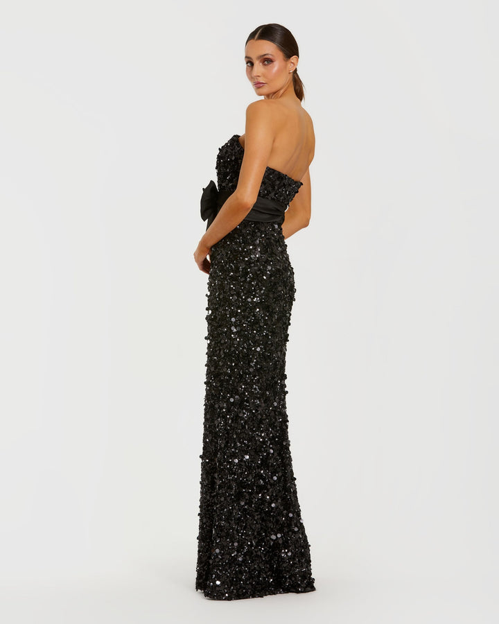Mac Duggal 27761 Strapless Sequin Evening Gown with Bow