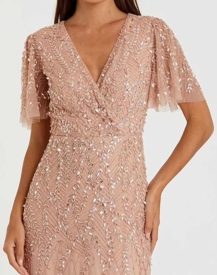 Mac Duggal 35109 Embellished Flutter Sleeve Gown