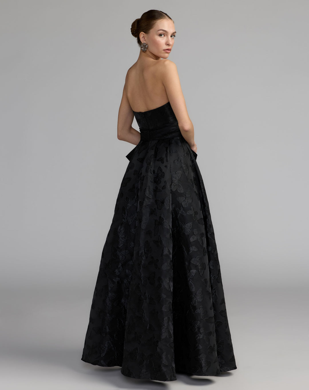 Mac Duggal 37097 Strapless Brocade A-Line Gown With Bow