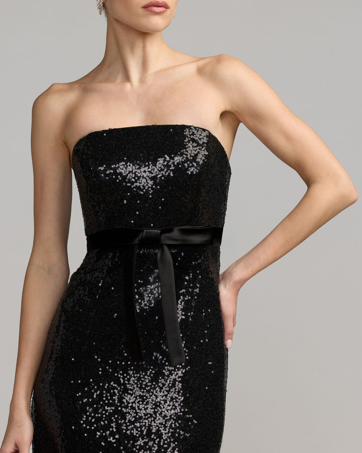 Mac Duggal 56288 Strapless Sequin Trumpet Gown With Bow Detail