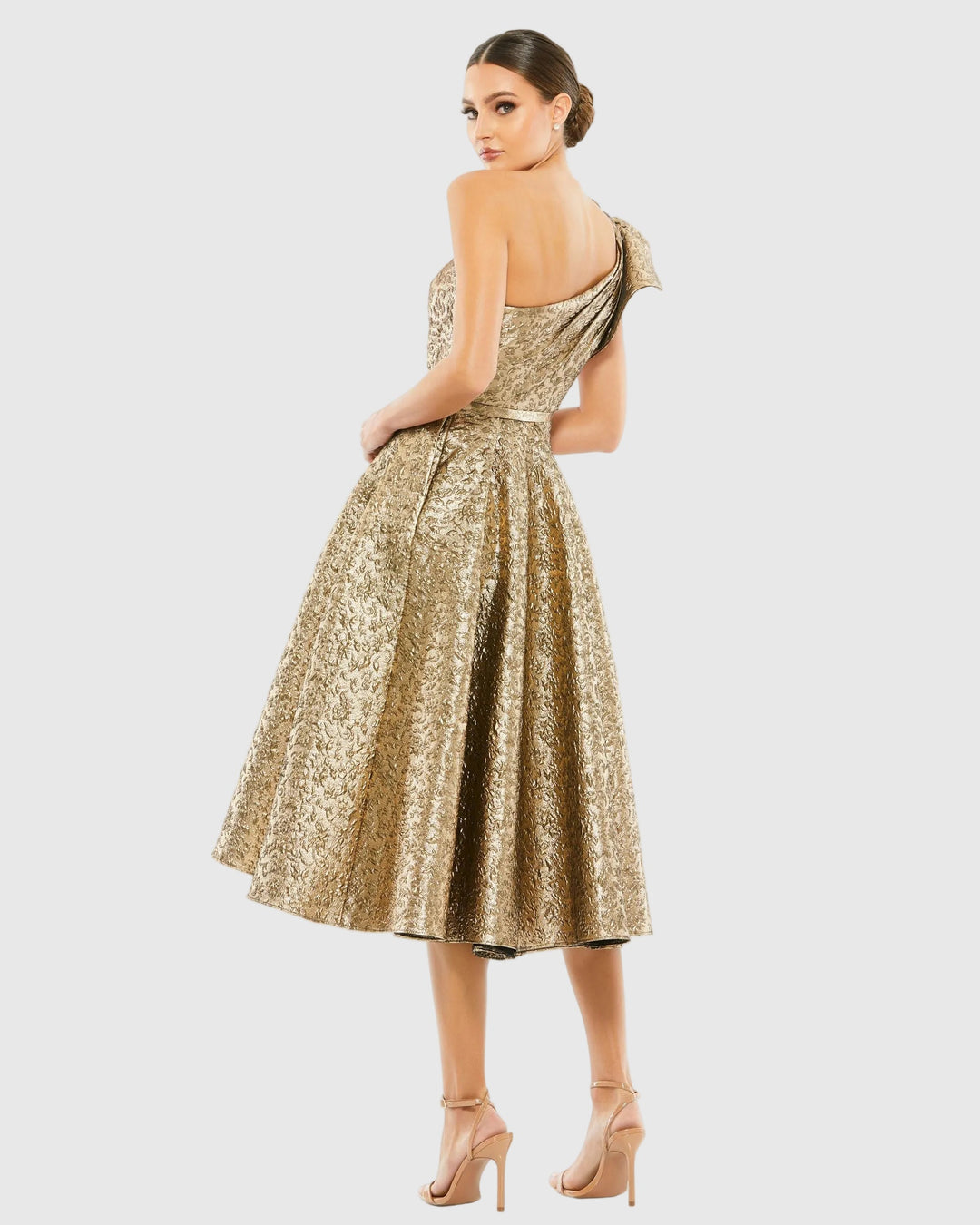 Mac Duggal 67906 One Shoulder Bow Midi Dress With Pockets