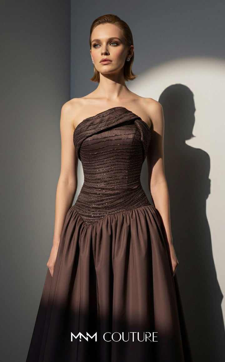 MNM Couture E0132 Asymmetric Draped Ball Gown