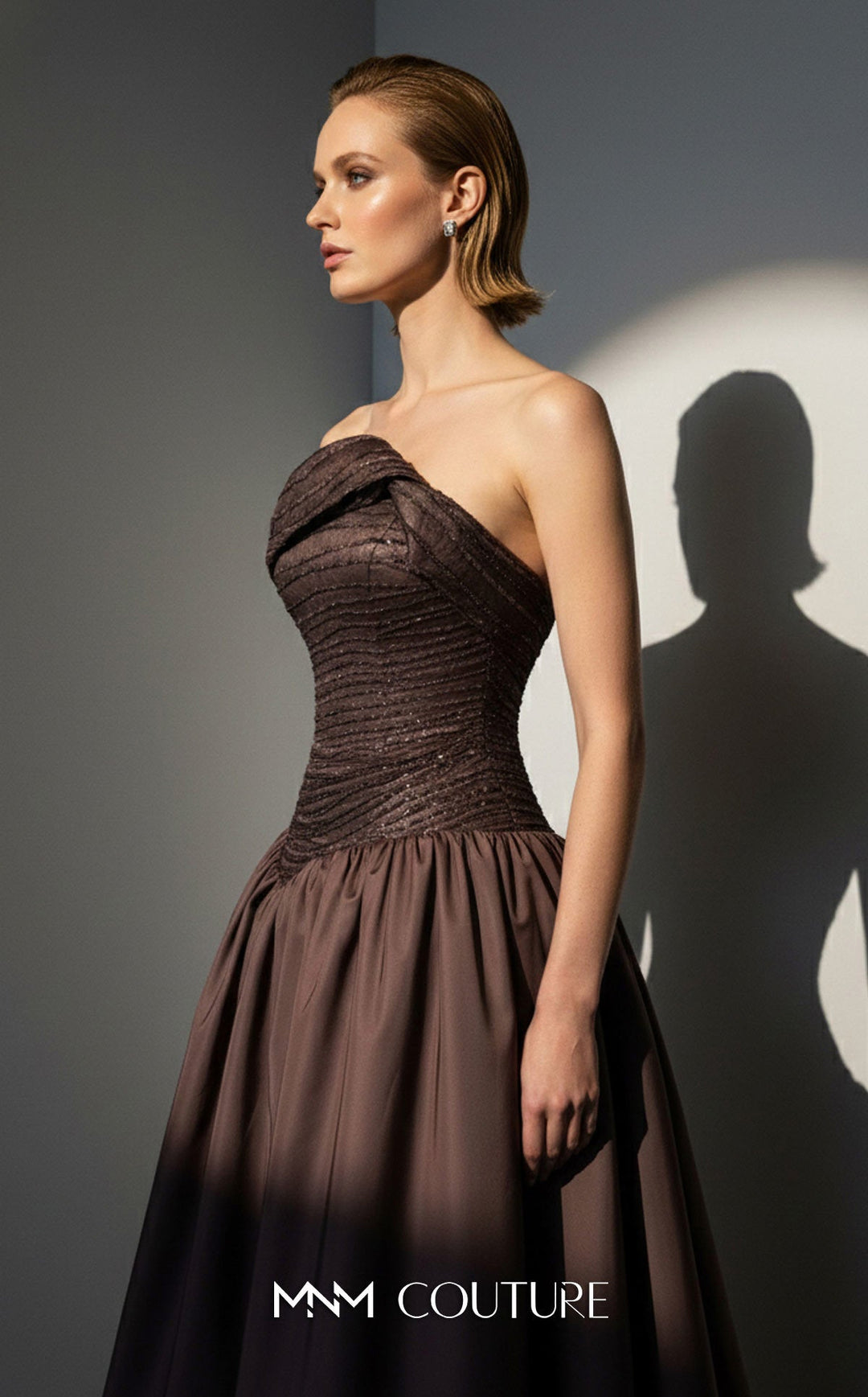 MNM Couture E0132 Asymmetric Draped Ball Gown