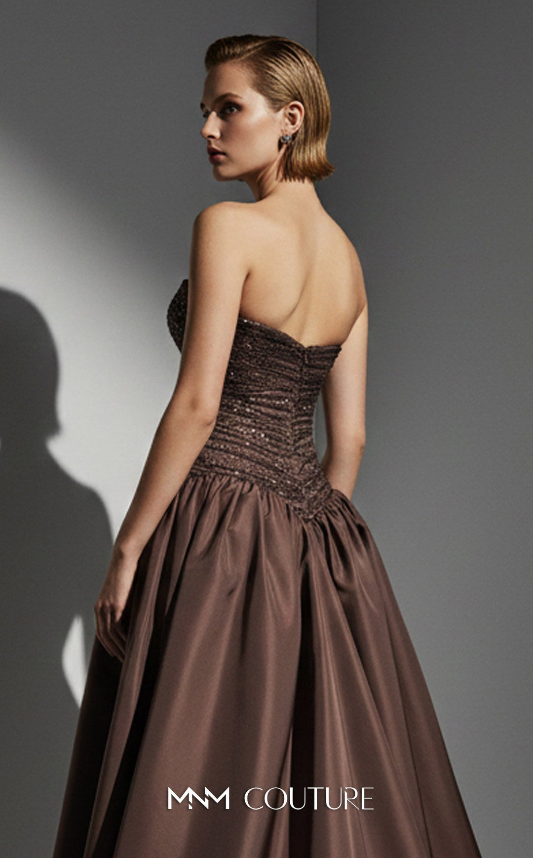 MNM Couture E0132 Asymmetric Draped Ball Gown