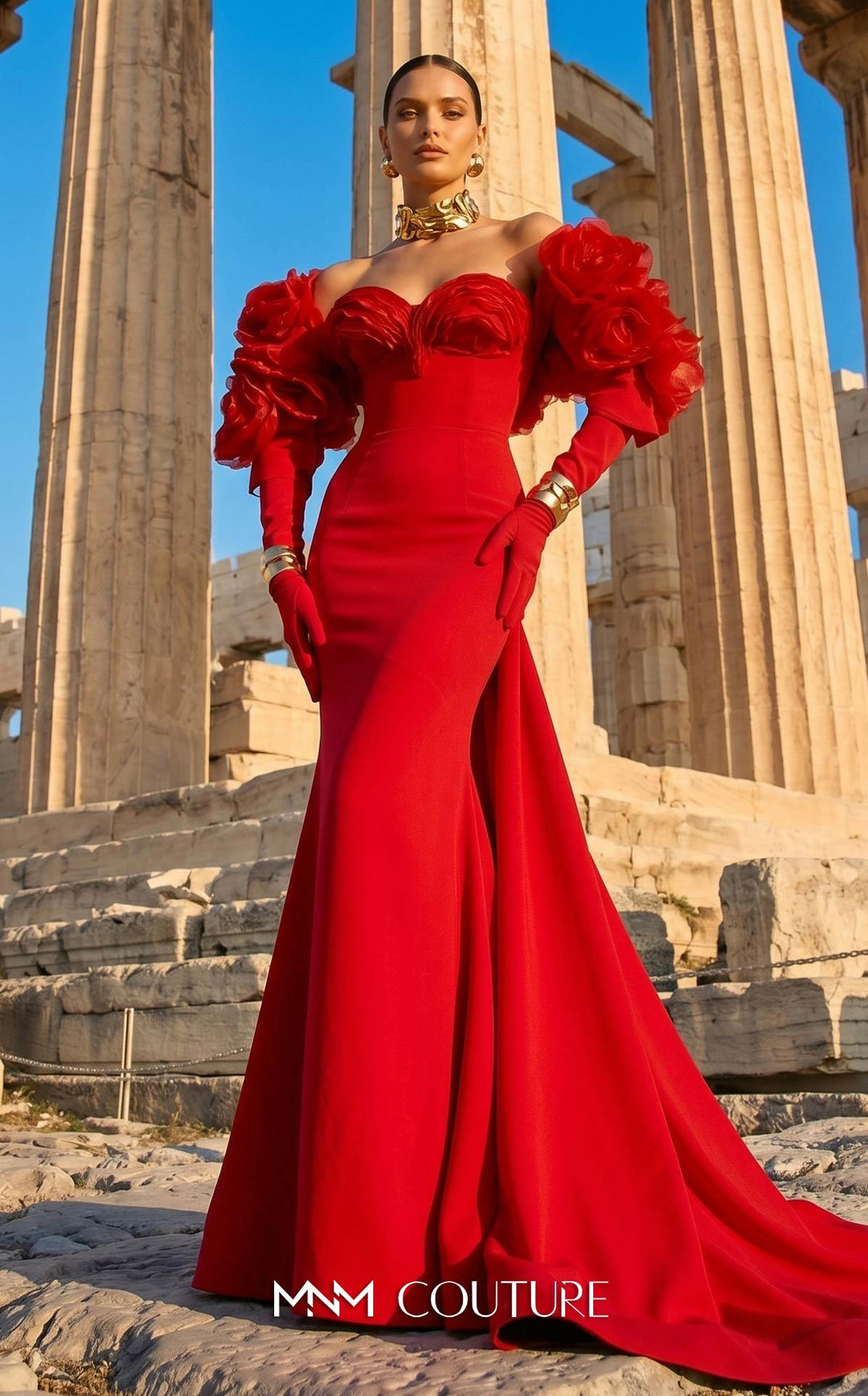 MNM Couture F02944: Luxury Gala Gown in Crepe and Taffeta with Jacket - FOSTANI.com