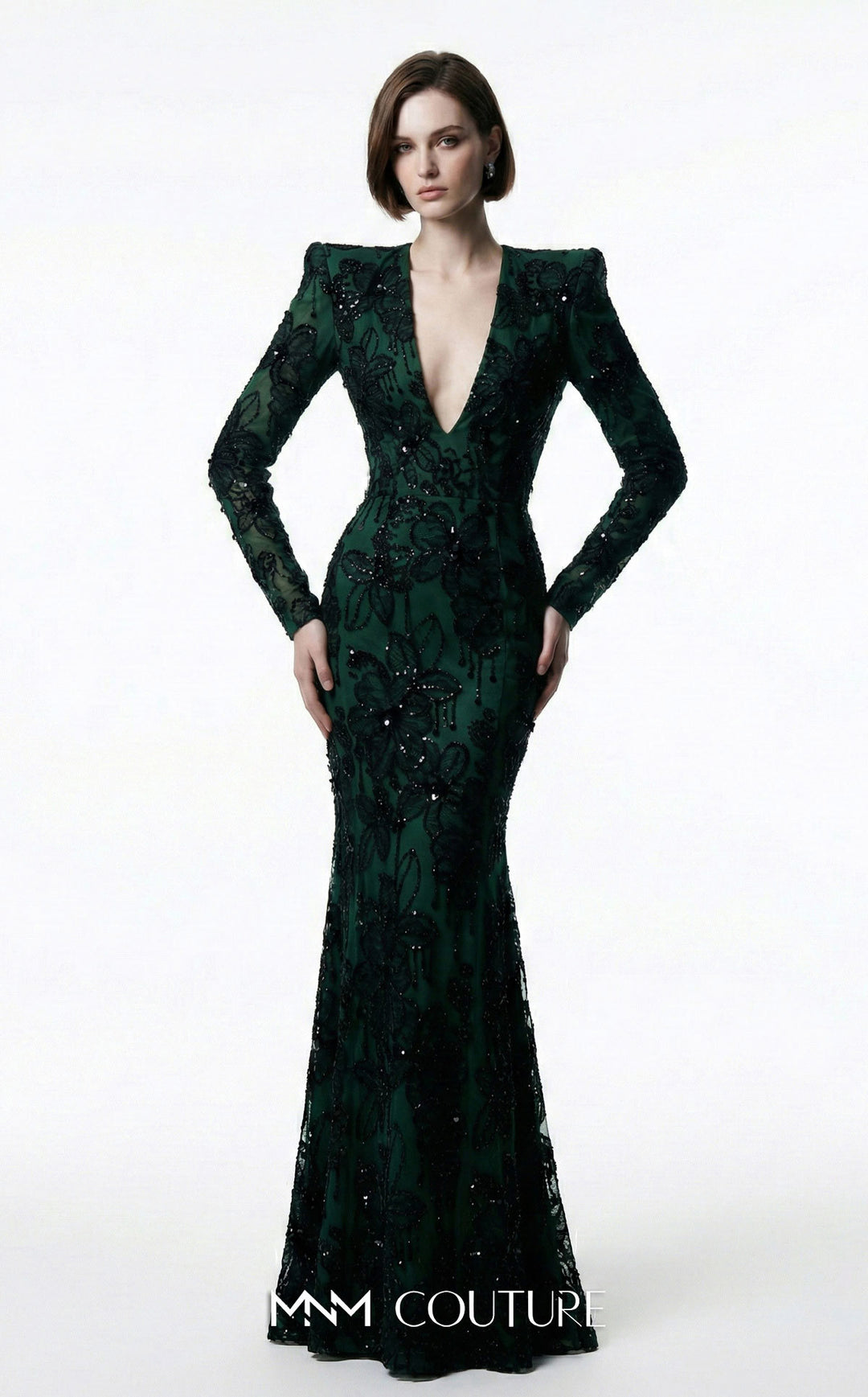 Fouad Sarkis F03021 long sleeve mermaid evening gown