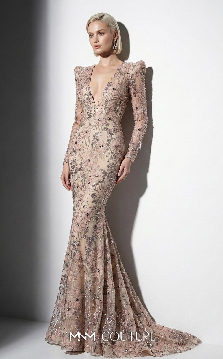 Fouad Sarkis F03021 long sleeve mermaid evening gown
