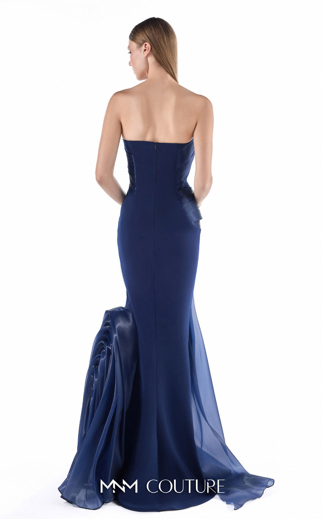 Gaby Charbachy G2230 strapless wave draped slim mermaid gown back view