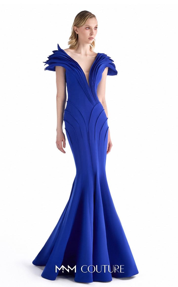 Gaby Charbachy G2232 plunging V-neck sculpted cap sleeve mermaid gown front view