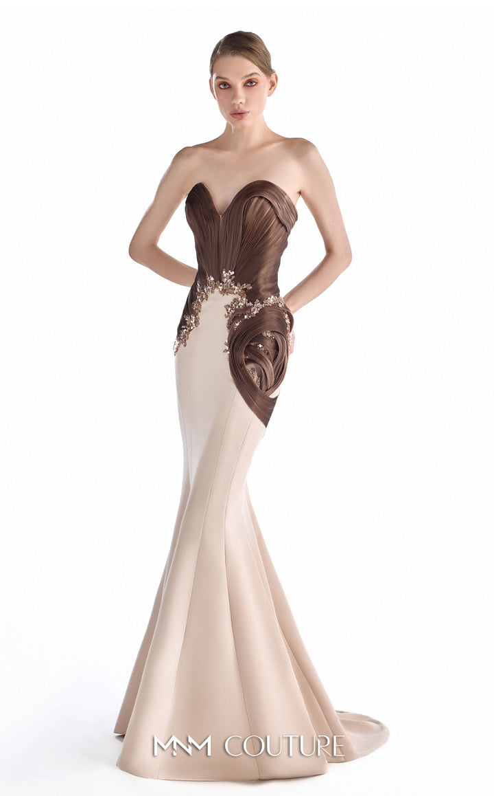 Gaby Charbachy G2253 strapless sweetheart two-tone draped mermaid gown front view