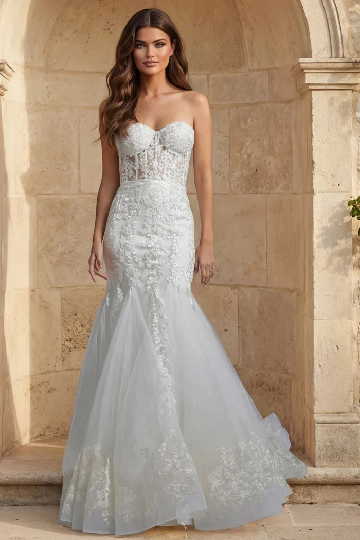 Jovani JB07260 Off White Embellished Mermaid Bridal Dress