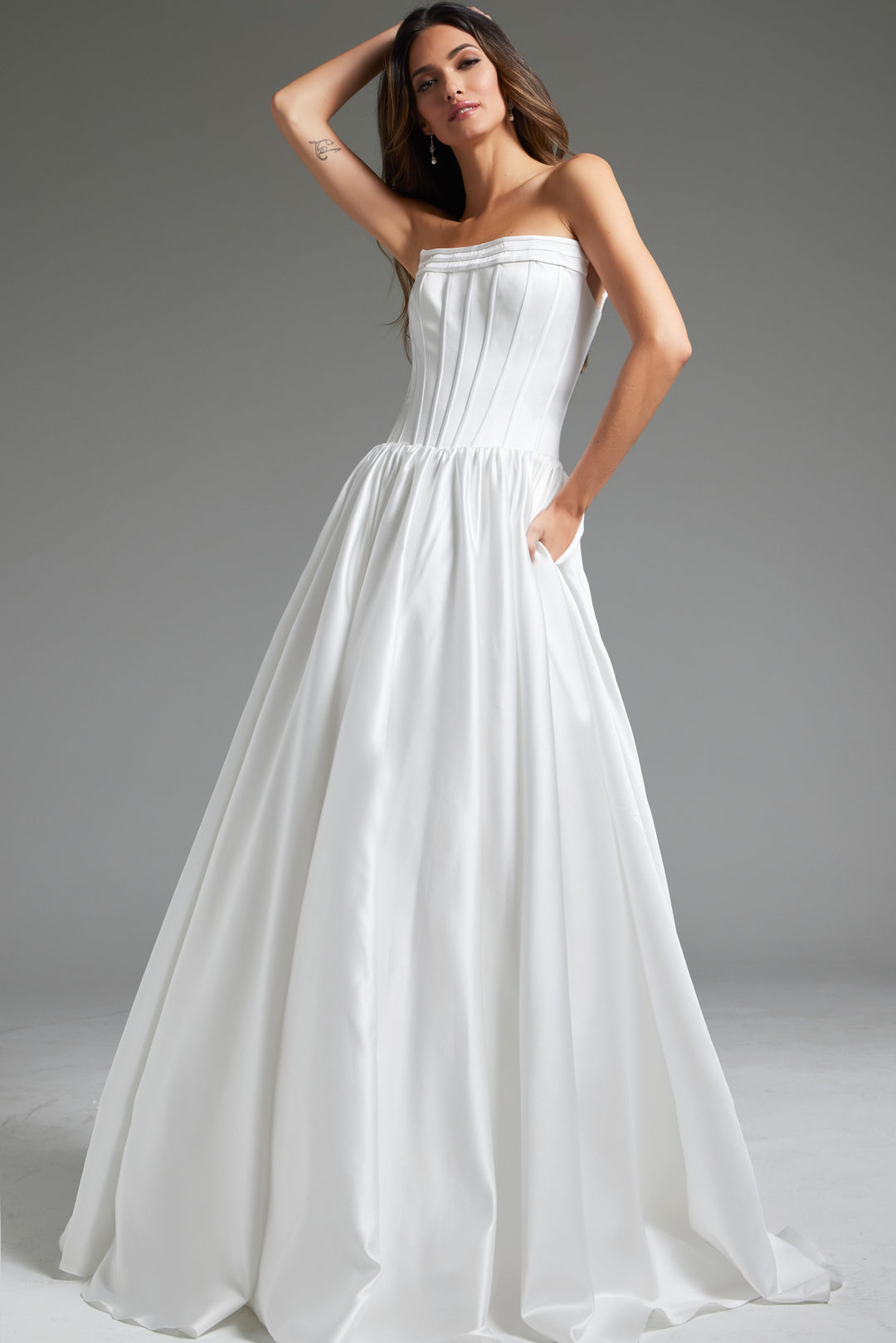 Jovani JB40784 Strapless A line Wedding Dress