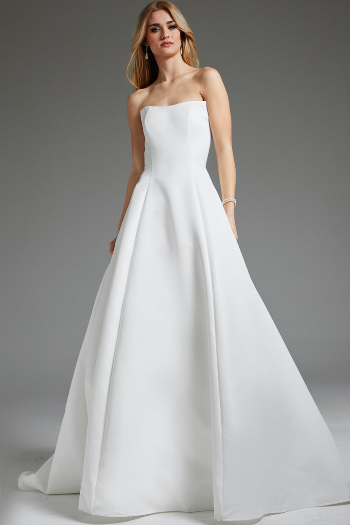 Jovani JB42346 Off White A Line Strapless Bridal Dress