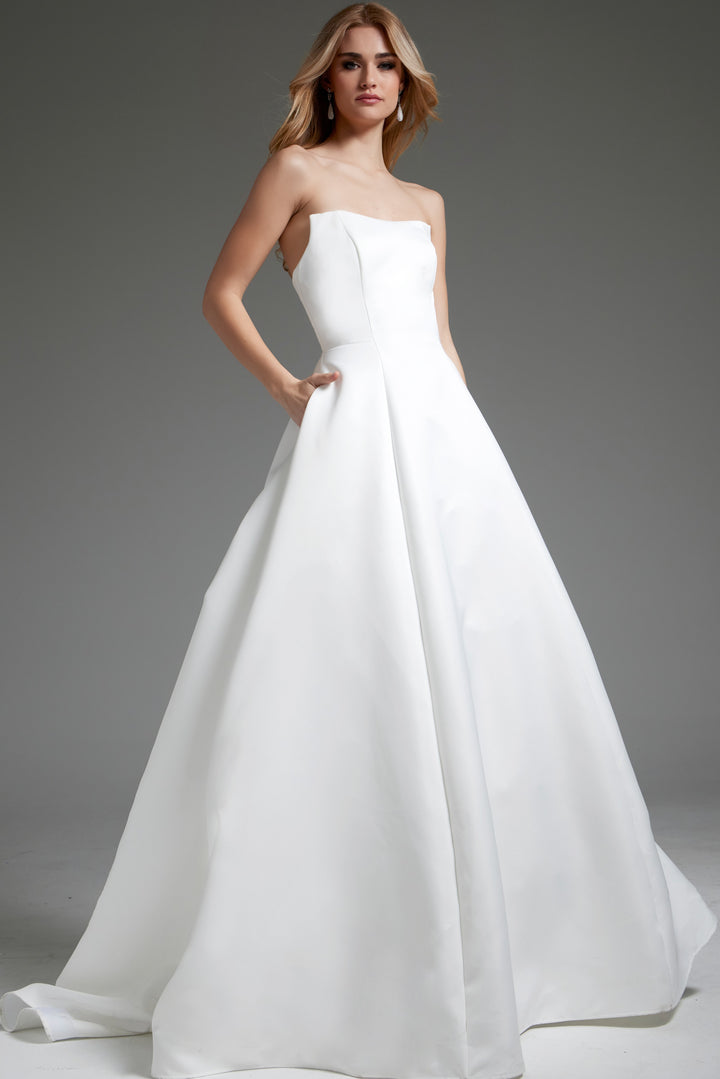 Jovani JB42346 Off White A Line Strapless Bridal Dress