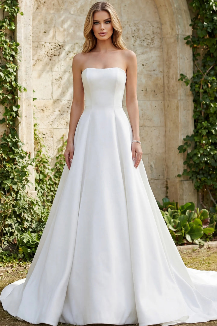 Jovani JB42346 Off White A Line Strapless Bridal Dress
