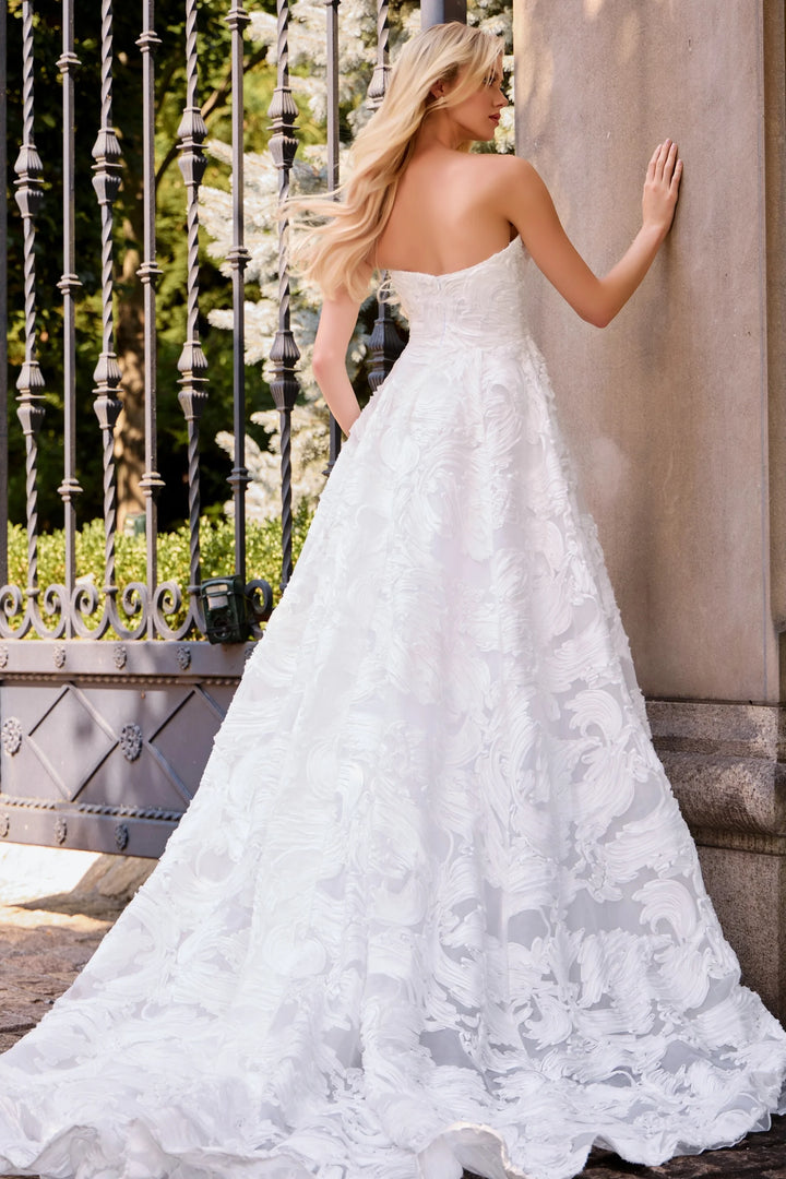 Jovani JB44115 Strapless Textured Ball Gown Wedding Dress