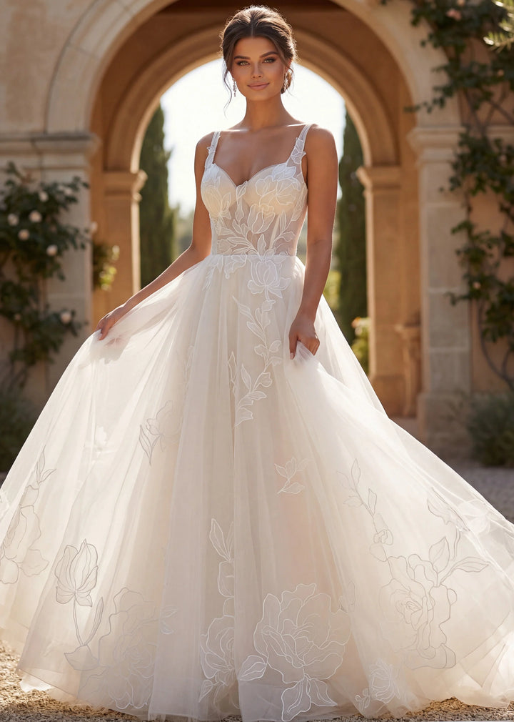 Jovani JB49761 Floral Embroidered A Line Bridal Gown