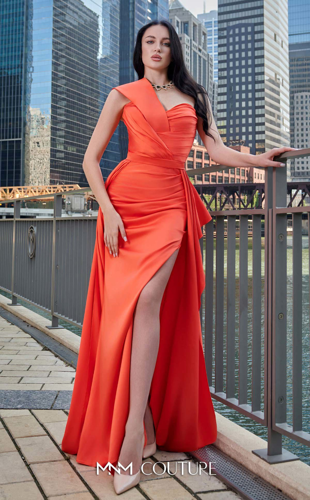 MNM Couture K3979 : Refined Sophistication with a Satin One-Shoulder Gown. - FOSTANI.com